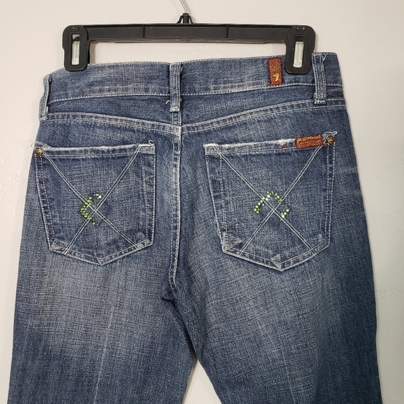 7 For All Mankind 7FAM Dojo Jeans Women's 26 Medium Dark Wash Denim Western Boho - Picture 6 of 12